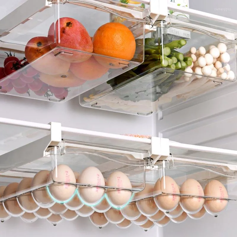 Opslagflessen koelkast organizer bakken met uittrekbare uittrekbare koelkastlade vrij trekbare doos js23