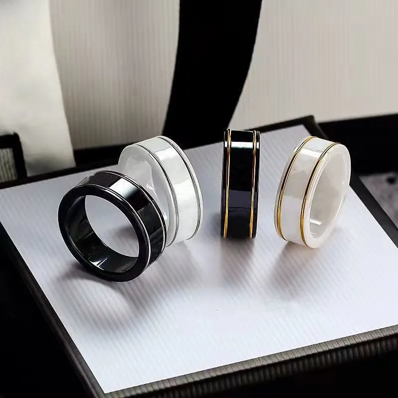 Klasik Band Rings Ring Titanyum Çelik Erkekler Kadın Seramik Kalp Şekleli Beş Sonuç Yıldız Mektup Ev Altın Gümüş Tasarımcı Lüks Hediye Kız Arkadaş Düğün Takı
