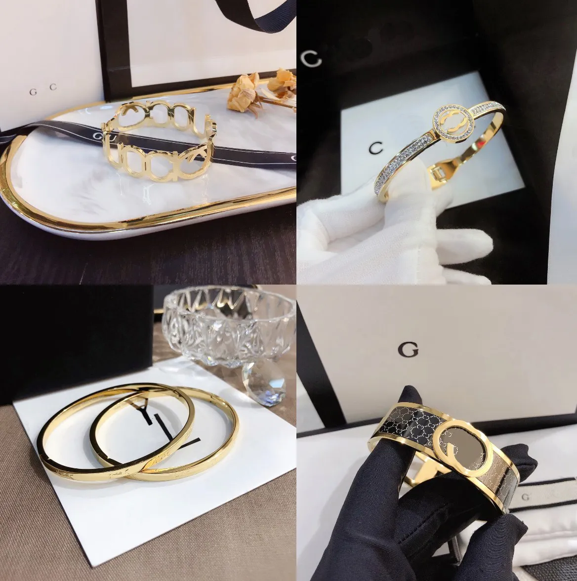 Luxury Brand Bangle Bracelet Fashion Design Diamond Black Letter Bracelets Women Couple Love Bracelet Rose Gold 925 Silver Inlaid Jewelry High Sense Accessories