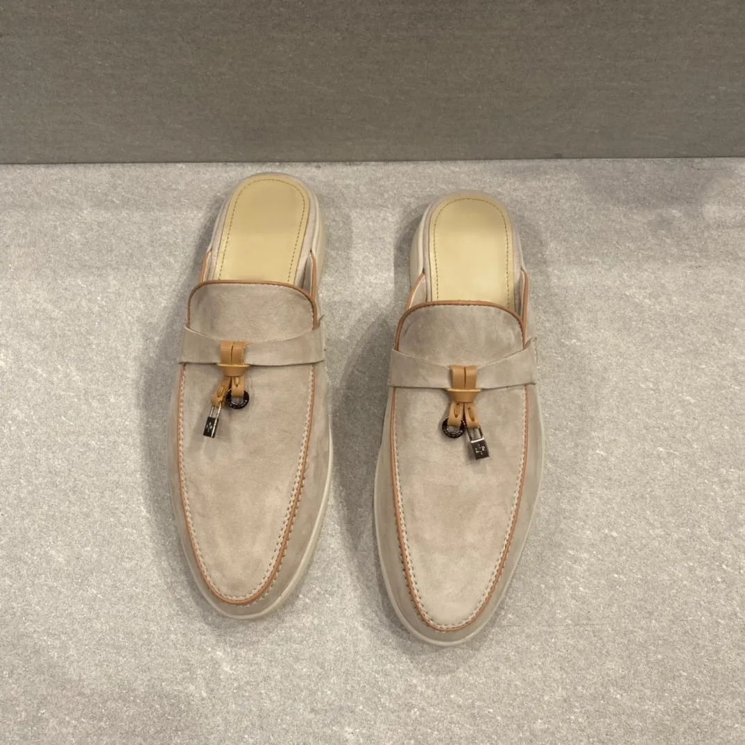 Scarpe eleganti Baotou pantofola in pelle da donna scarpe Muller 2022 primavera ed estate nappa albicocca pigro suola piatta mezza 230224