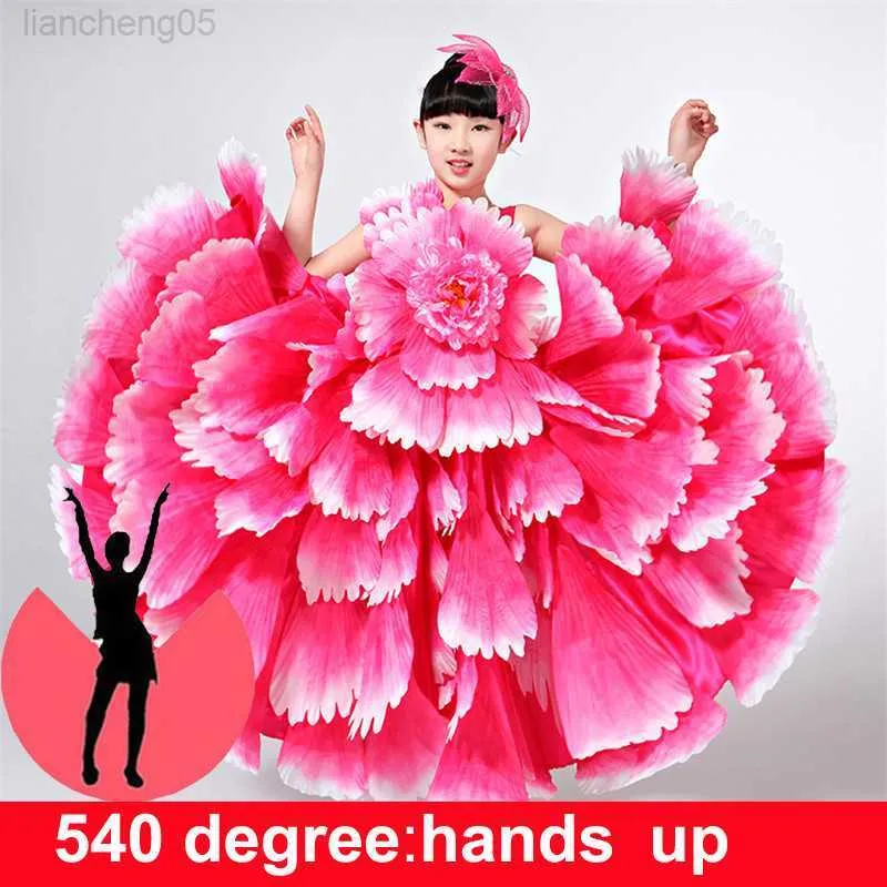 Girl's Dresses Spanish Flamenco Dress For Girls Princess Dress Petal Ruffle Floral Vintage Come CHIldren Girl Chorus Dresses W0224