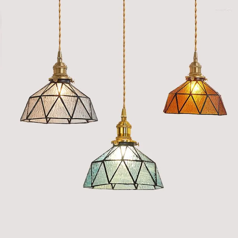 Lampy wiszące Tiffany szklane światła oświetlenia wewnętrznego wystroju domu w zawiesinie Lampa kuchenna żyrandol Sufit Oprawa zawieszenia