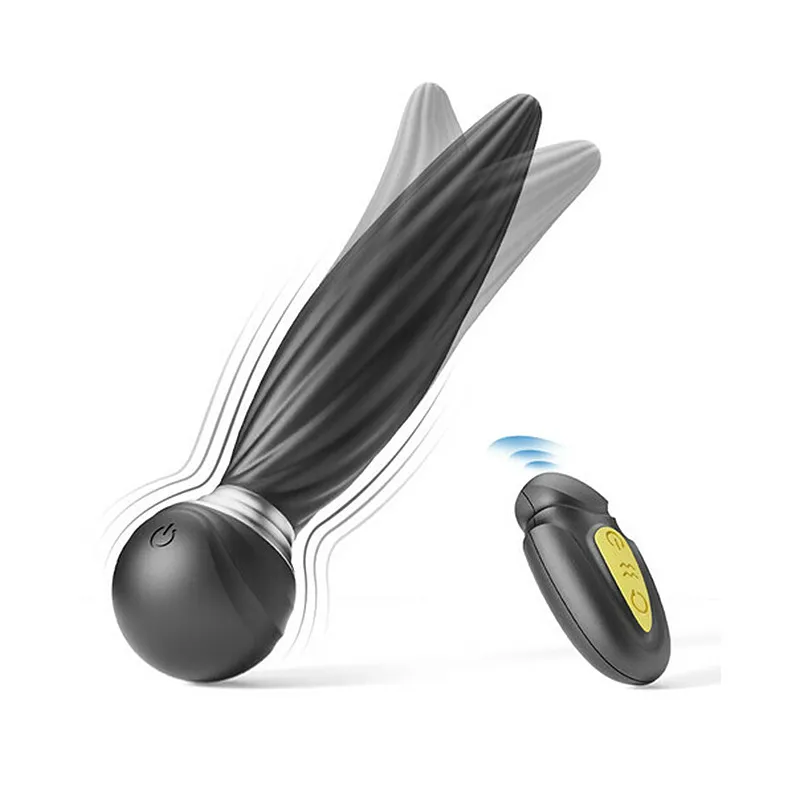 hook anal plug Full Rotation Vibrating Butt Plug with Wireless Remote Control - Black -  Romantic Depot main image 1