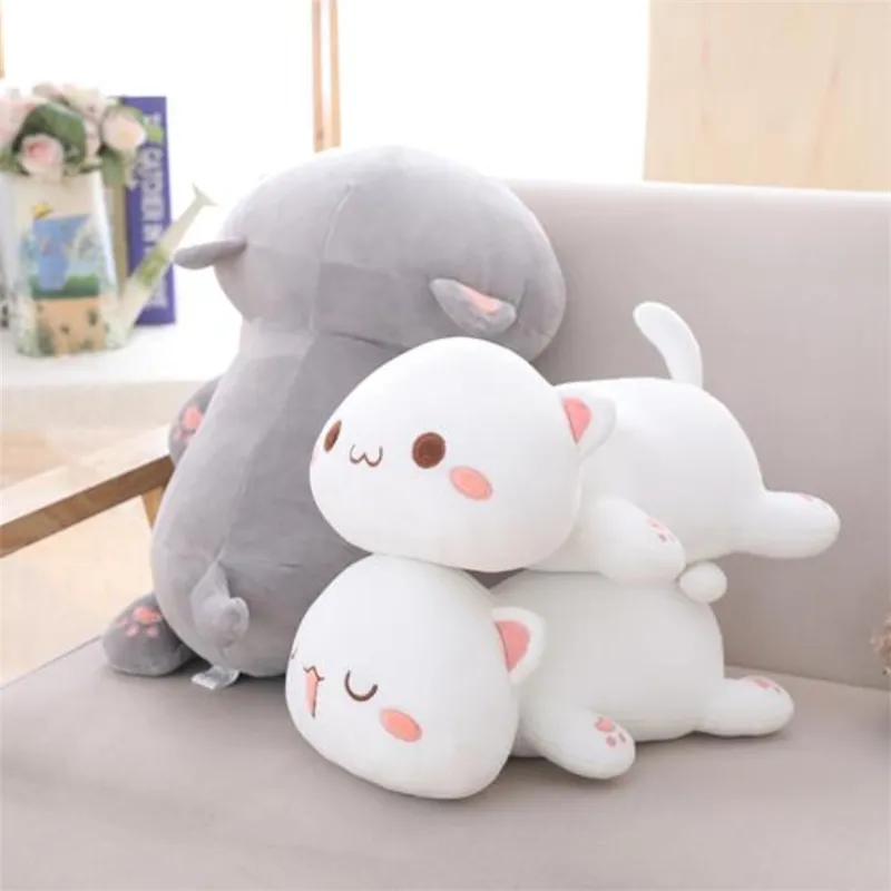 Doux couché chat en peluche jouets en peluche mignon chats poupée belle Animal oreiller dessin animé coussin enfants jouet E21