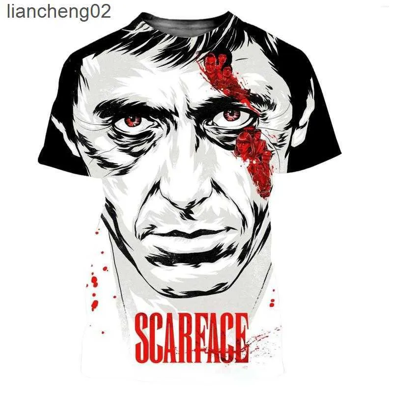 T-shirts masculins T-shirts masculins mode 3D T-shirt Scarface Summer Men / Femmes décontractées HARAJUKU Style Tshirt Streetwear W0224