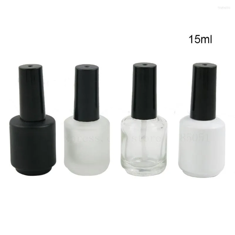 Garrafas de armazenamento 15 ml preto gelo gelo branco vazio garrafa de vidro esmalte 1/2oz Recipientes de esmalte com tampa de escova 20pcs