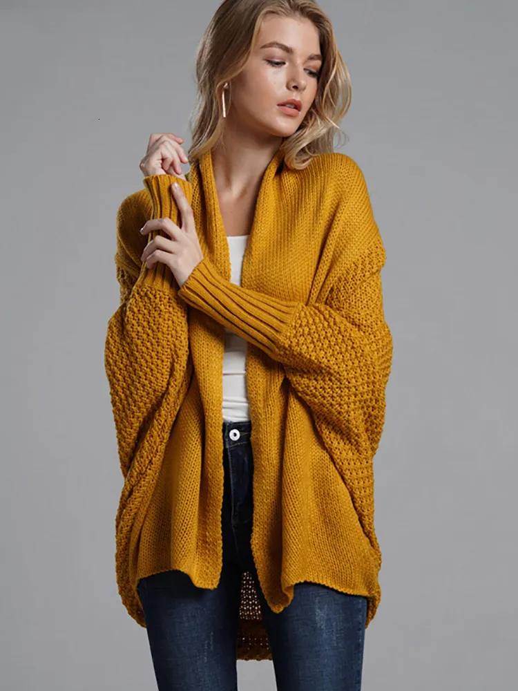 Damesbreien T -stukken fitshinling oversized trui vorst Cardigan vrouwelijke kleren patchwork batwing mouw long bovenkleding vrouwen winter groot formaat jas jas 230223