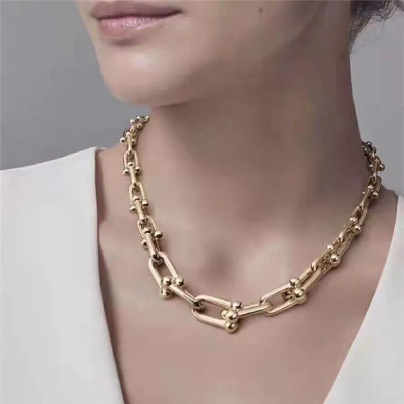 U-shaped clasp couple thick necklace collar chain for men and women