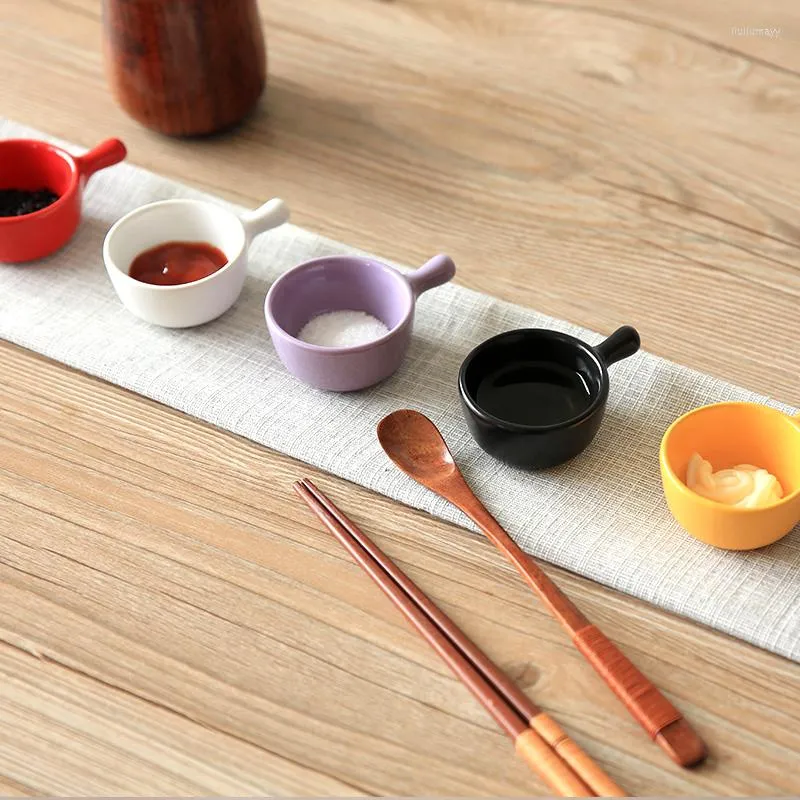 Tassen, Untertassen, Keramik-Untertasse, Porzellan, japanischer Stil, kreatives Besteck mit Handgriff, Soße, klein, weiß, lila, rot, süß, 35 ml, 1 Stück
