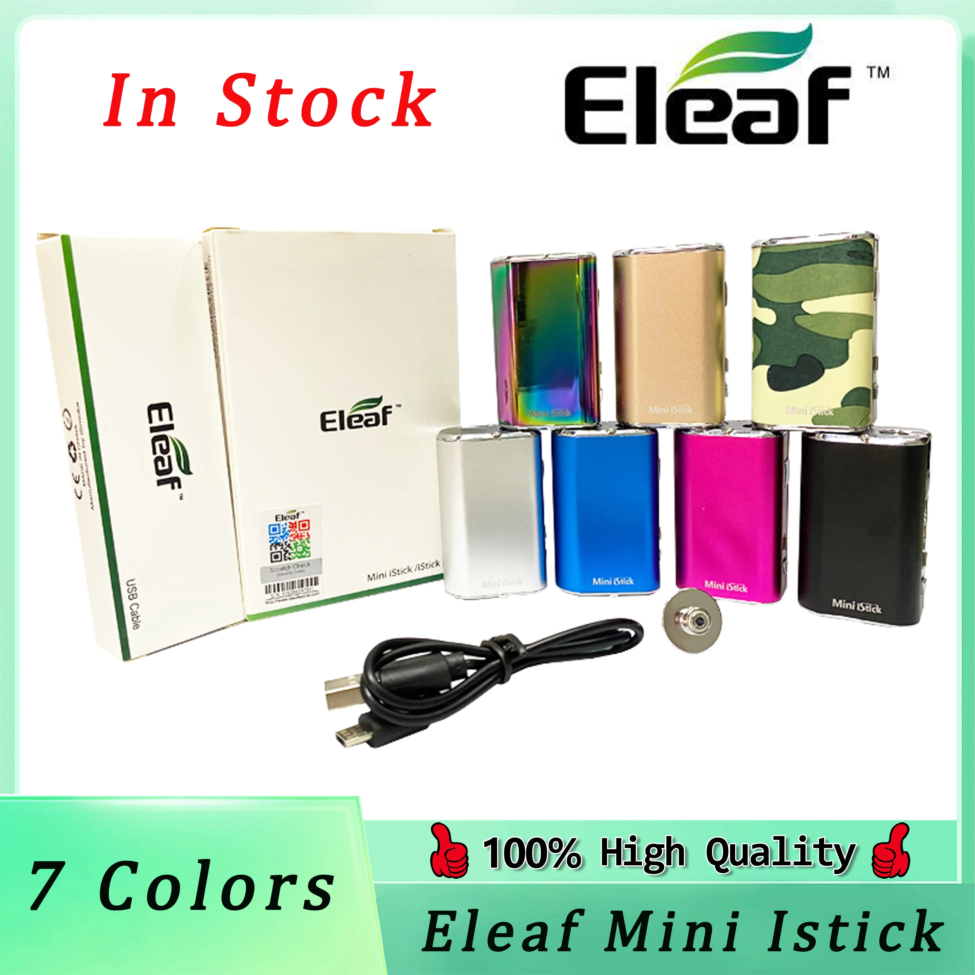 Eleaf Mini Stick 10W Battery Kit Box Mod e-sigaretta 1050mah VV Vape Pen a tensione variabile con cavo USB 510 Adattatore connettore Ego Pacchetto semplice Spedisci in un giorno