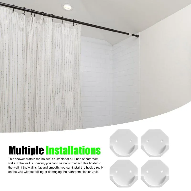 Shower Rod Holder Wall Mounted Bathroom Designed for Tile Showers