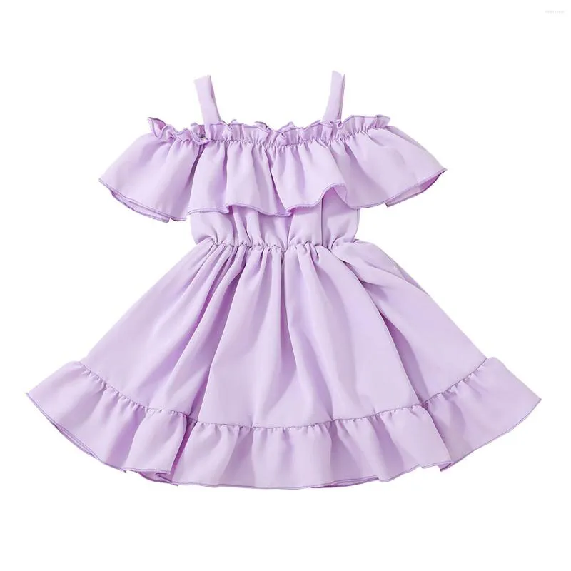 Vestidos de garotas fora do bebê princesa ombro para meninas vestidos de vestido de vestido sólido