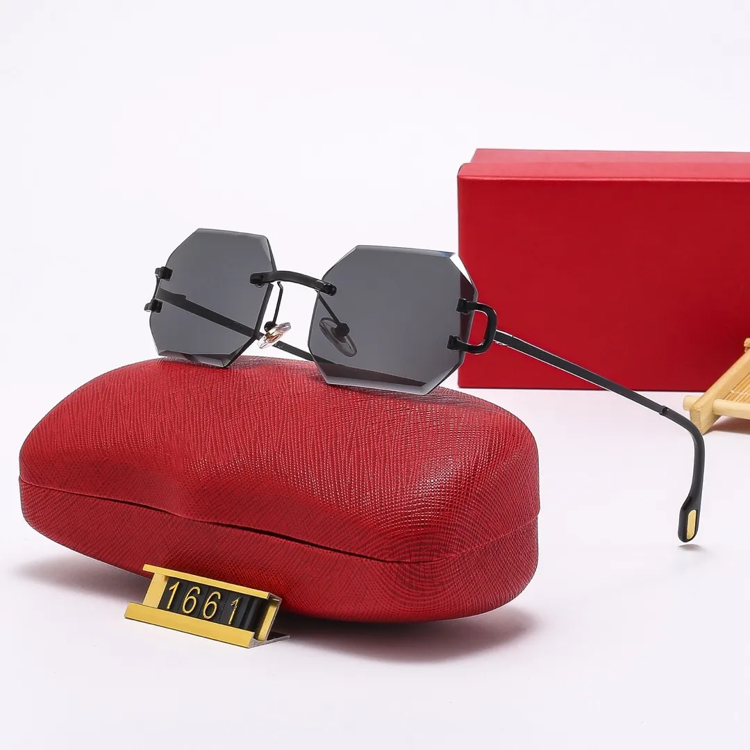 Neue Sonnenbrillen-Designer, modische Herren-Sonnenbrillen, Leopardenkopf-Polygon-Brillen, randlose Metallbrillen, Unisex-Fahrsonnenbrillen, Gafas de Sol UV400