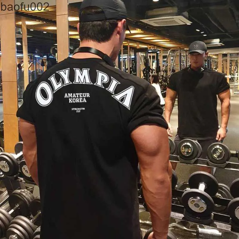 T-shirts masculinos Casual T-shirt Olympia Summer Man Tshirt Fashion Tops Streetwear Camisetas masculinas Roupas de hip-hop Clothing Mens Tee camiseta Men W0224