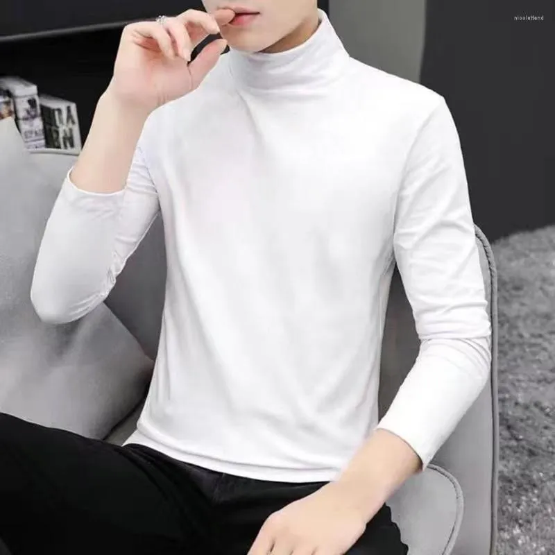 Men's Sweaters Stylish Bottoming Thermal Shirt Long Sleeve Keep Warm Thick Relaxed Fit Plush Lining Pullover Base Top