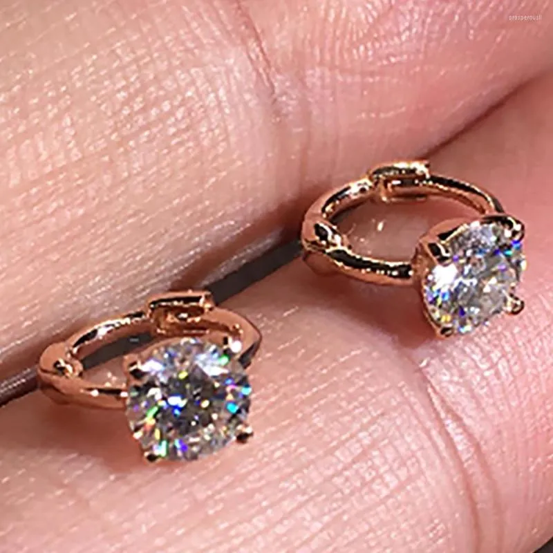Çember küpeler 10k gül altın kadınlar moissanite elmaslar 0.5 1 2 3 karat yuvarlak düğün partisi nişanı hediye mevcut