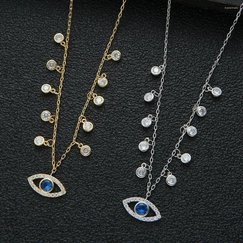 Chains Trendy Mismatch Lucky Eye Fashion Trend Cubic Zirconia Necklace Stackable For Women Girlfriend Wife Gift HXN011