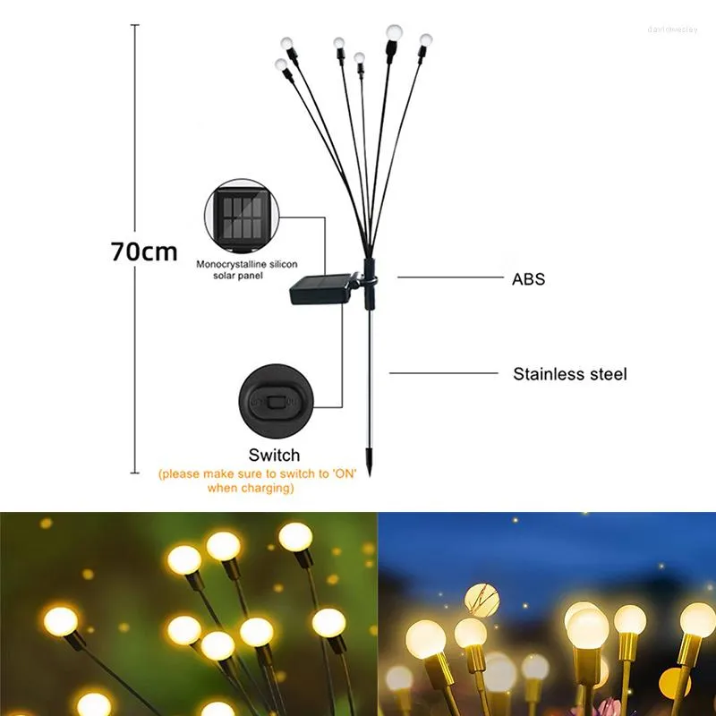 Luzes de bombeiros leves de LED solar Light Lights 6LED 8LED GARDEN OUTROUROURA PROMUTA ARQUIPE PARA PATIO DE PATIO DO PATIO DE PATIO