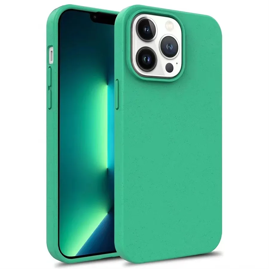 Wheat Stalk Eco-friendly Cases For iphone 14 11 12 13 pro max x xs xr 8 7 plus Solid Color TPU Soft Shockproof Cover