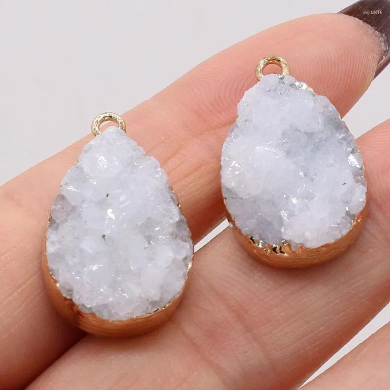 Charms 1PC Natural Stone Agate Crystal Bud White WaterDrop Pendant For Jewelry MakingDIY Necklace Earrings Accessories Gift Party Decor