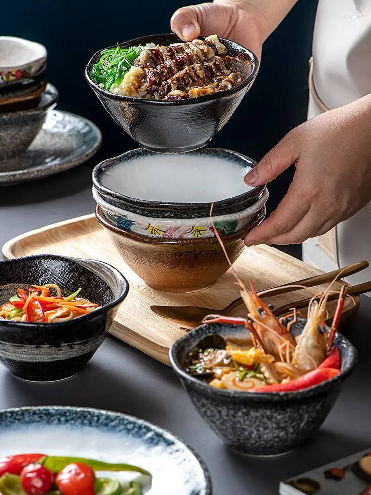 Miski domowy ceramiczny ryż zupa zupa deser Koreańska miska lodowa Kreatywna retro zastawa stołowa w kształcie deszczu w kształcie deszczu