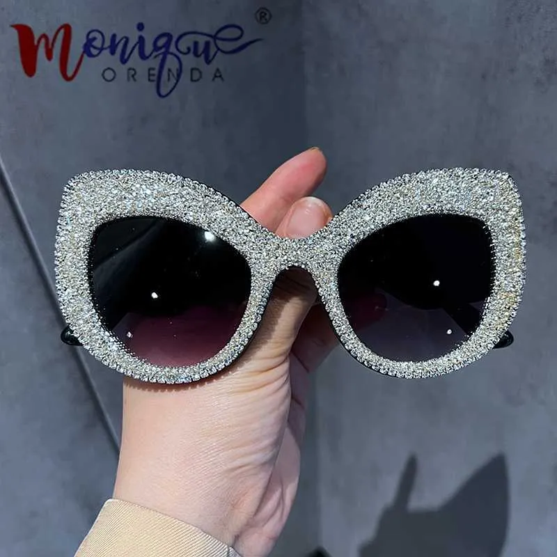 Solglasögon Rhinestone Solglasögon kvinnor kattögon solglasögon damer vintage överdimensionerade nyanser för Zonnebril Dames Oculos de Sol Feminino G230223