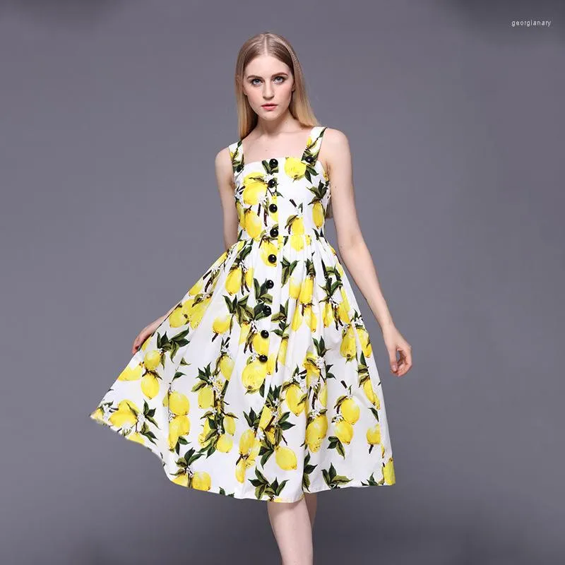 Party Dresses The Sling Lemon Floral Cross Border Maxi Bohemian Dress Women Robe 20 Summer Long Casual Beach Sexy Loose Plus Size