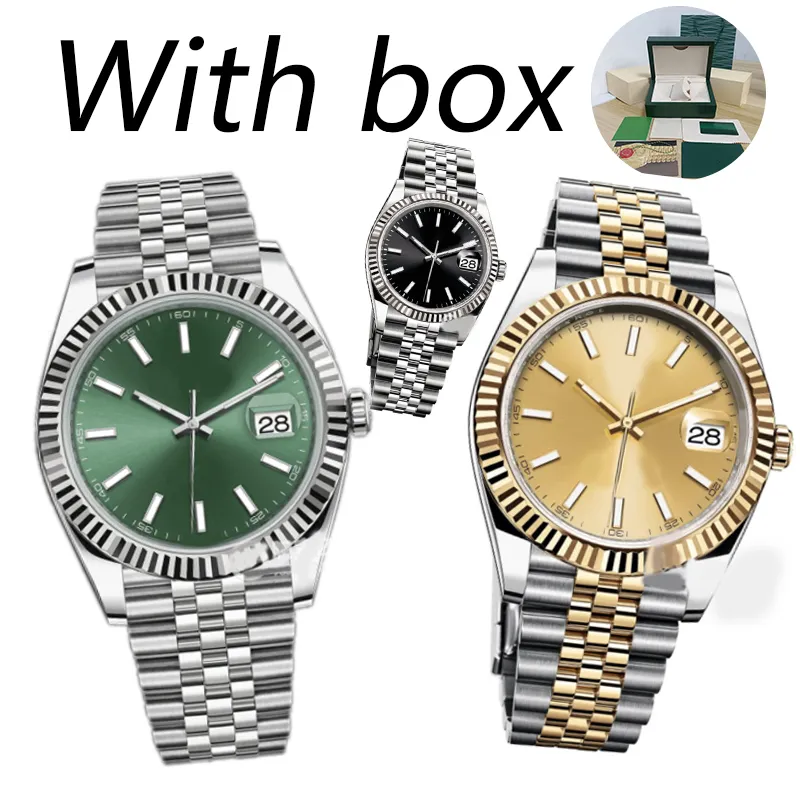 DHGATE MENS Automatisk mekanisk datum Titta på 36/41mm 904L All rostfritt stålklockor Kvinnors 28/31 kvarts superlysande safir vattentät Montre de luxe klockor lb