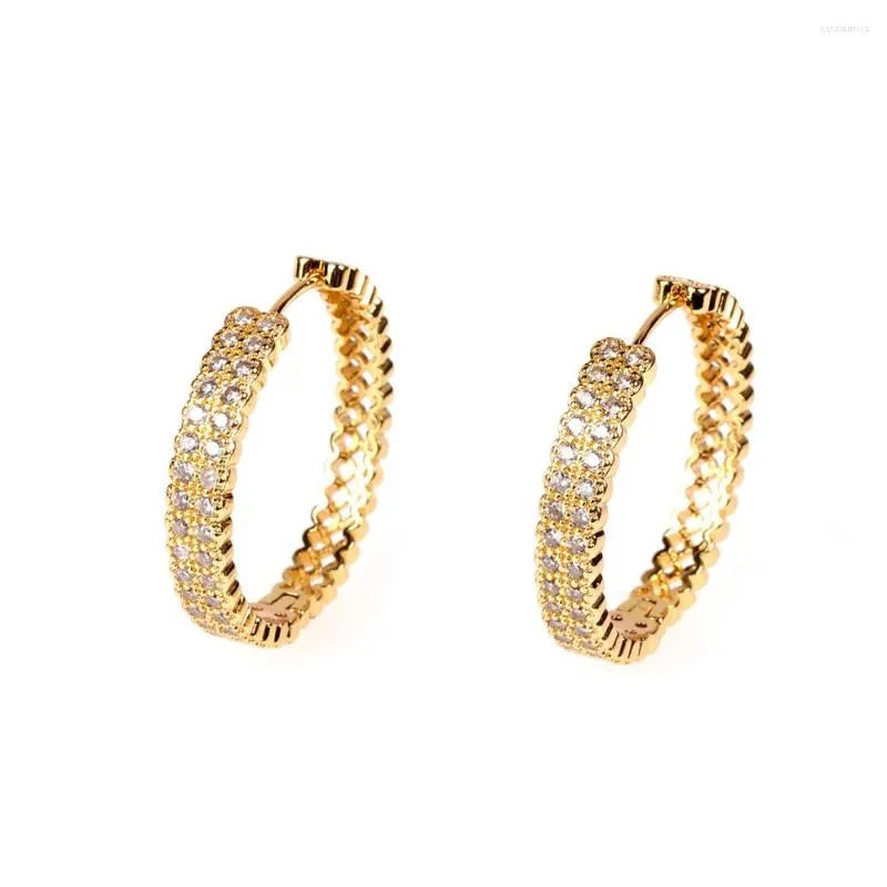 Hoop Earrings Arrival Gold Color Women's Micro Pave White Zirconia Cartilage Female Wedding Jewelry Gifts Wholesale