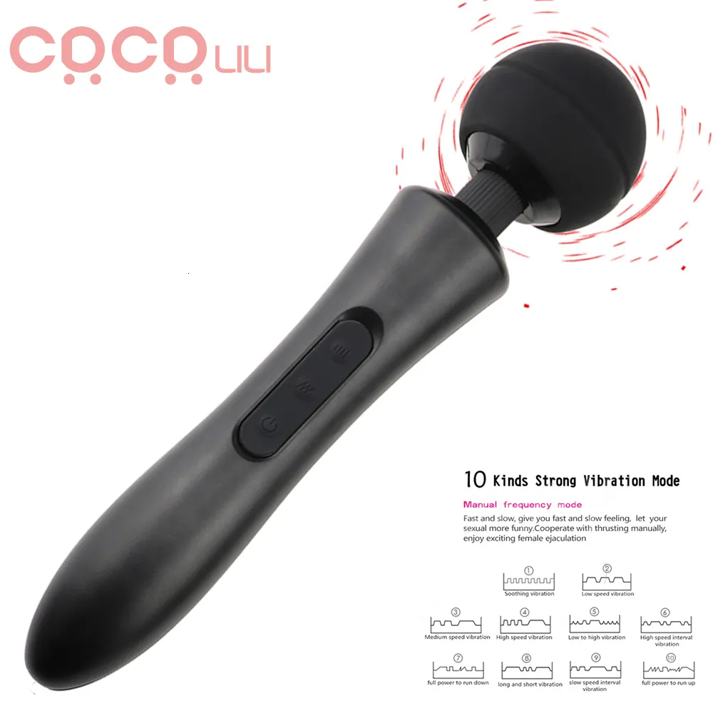 Vibrators 10 modes Powerful Magic Vibrator Wand Silicone Adult Sex Toys for Woman Massager Clitoris Stimulator_voghion.com