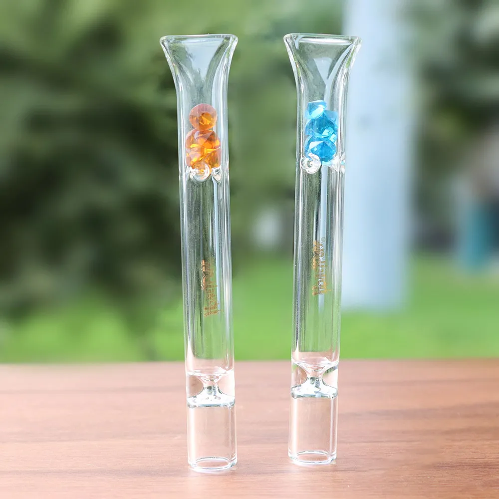 HONEYPUFF Smoking Glass One Hitter Pipe Bat With Diamond Design 103mm Mouth Filter Tips Cigarette Mouthpiece Rolling Steamroller Tobacco DHL free