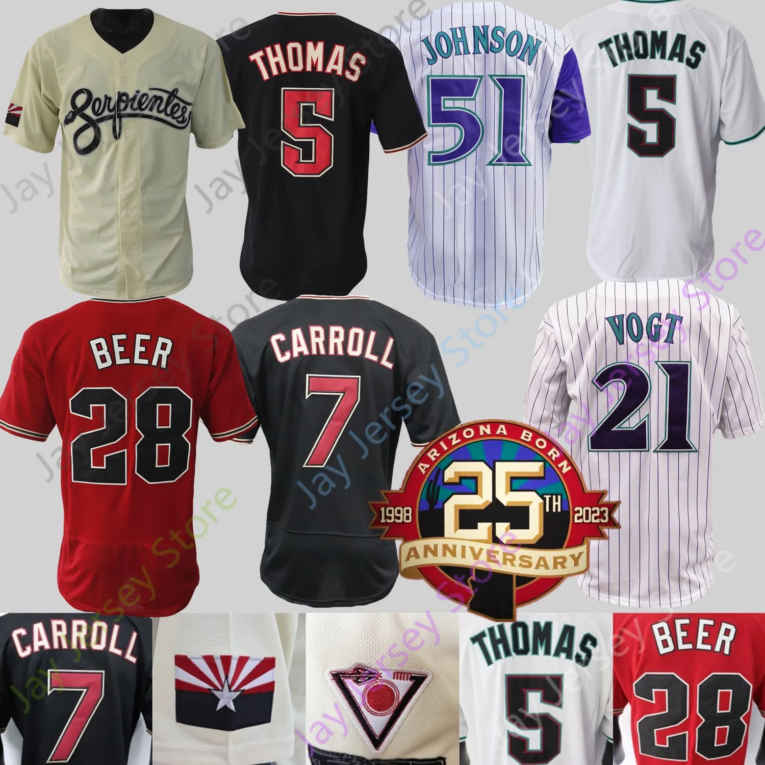 Maglia da baseball Alek Thomas Randy Johnson Corbin Carroll Seth Beer Bumgarner Marte Gurriel Jr. Ahmed Longoria Lewis Barrosa Fletcher Donne Giovani Taglia S-3XL