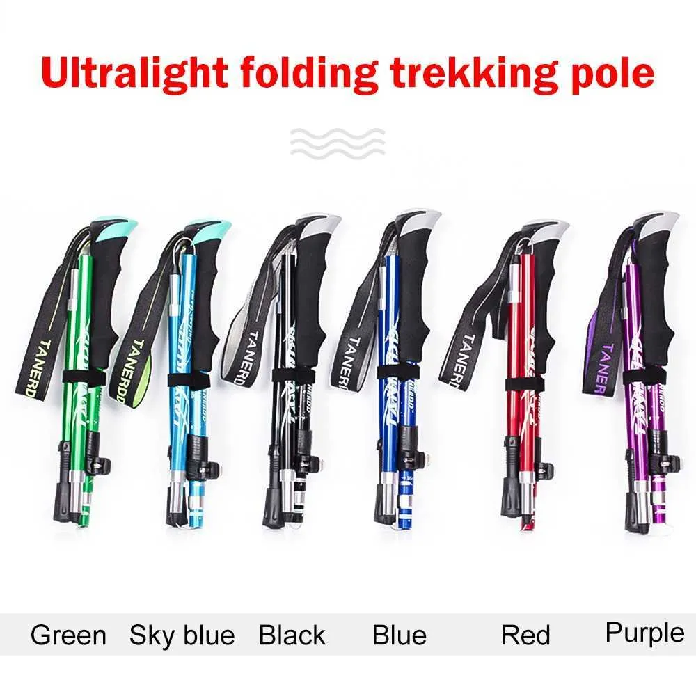 Trekking Poles Outdoor Fold Trekking Pole Camping Portable Marche Randonnée Bâton Nordic Walking Pole Ultraléger Télescopique Marche Trekking Pole J230224