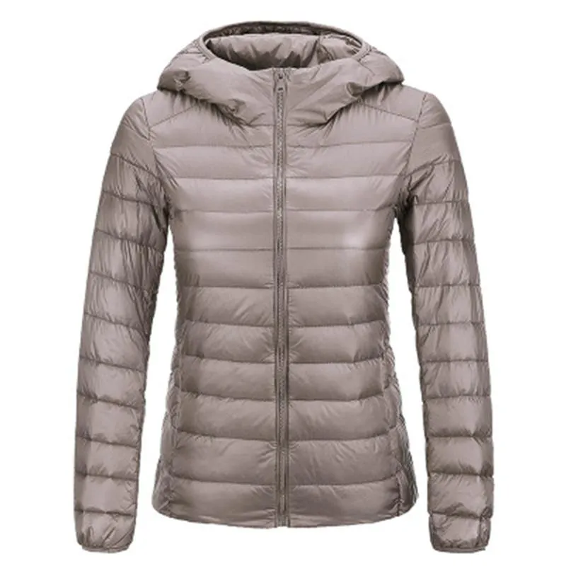 Women's Trench Coats Women Ultra Light Down Jacket Plus Size 3XL Hooded Winter Duck Jackets Slim Long Sleeve Parka Zipper