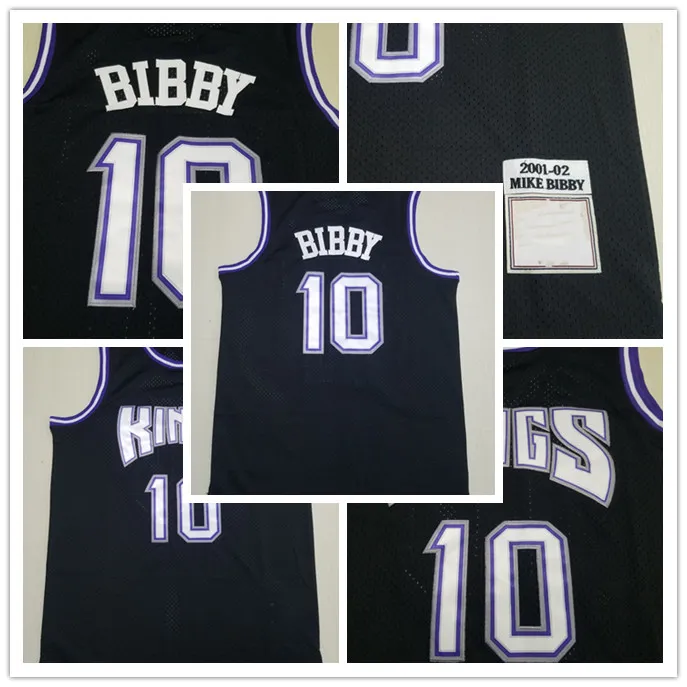 Mike Bibby 10 Jersey 2001-02 Black Jerseys Basketball Men 스티치 저지 S-XXL 믹스 매치 순서