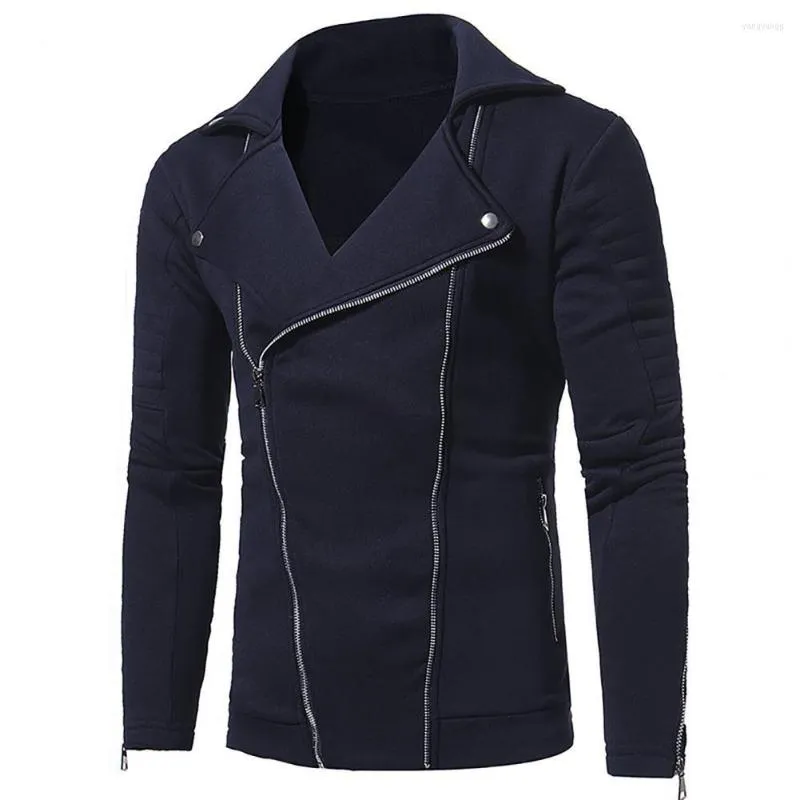 Vestes pour hommes Veste Hommes Manteau Mode Solide Couleur Turn-Down Collier Zipper Décoration Asymétrique Printemps Streetwear Drop