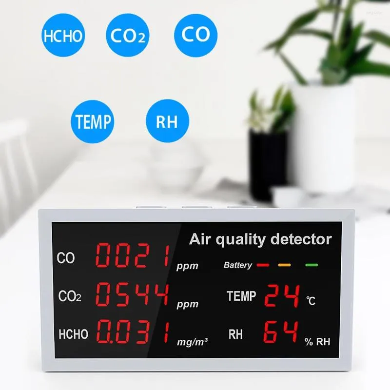 I 1 Detector LED CO CO2 HCHO Temperaturfuktighet Övervakning Hem Desktop Hög Precision Snabbdetektera luftkvalitet