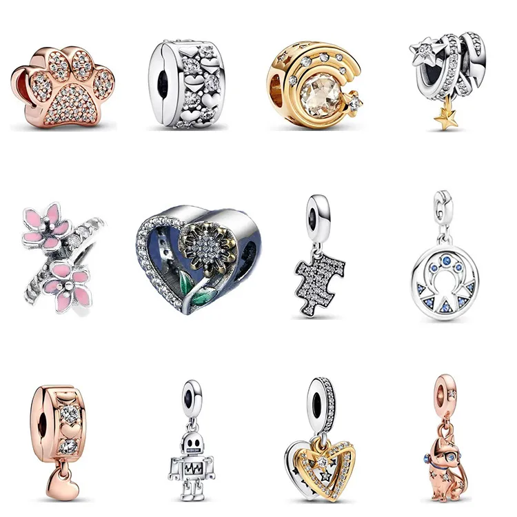 925 pund Silver New Fashion Charm New Product Crescent Meteor Style Robot Pet Cat Series Diy Beads Matching