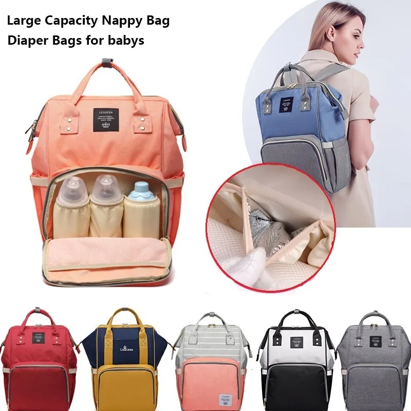 Wickelbeutel Lequeen großer Kapazität Mode Mommy Tasche Mutterschaft Windel Wickelbeutel Reisen Rucksack Pflegetasche für Babypflege Frauenbeutel 230223