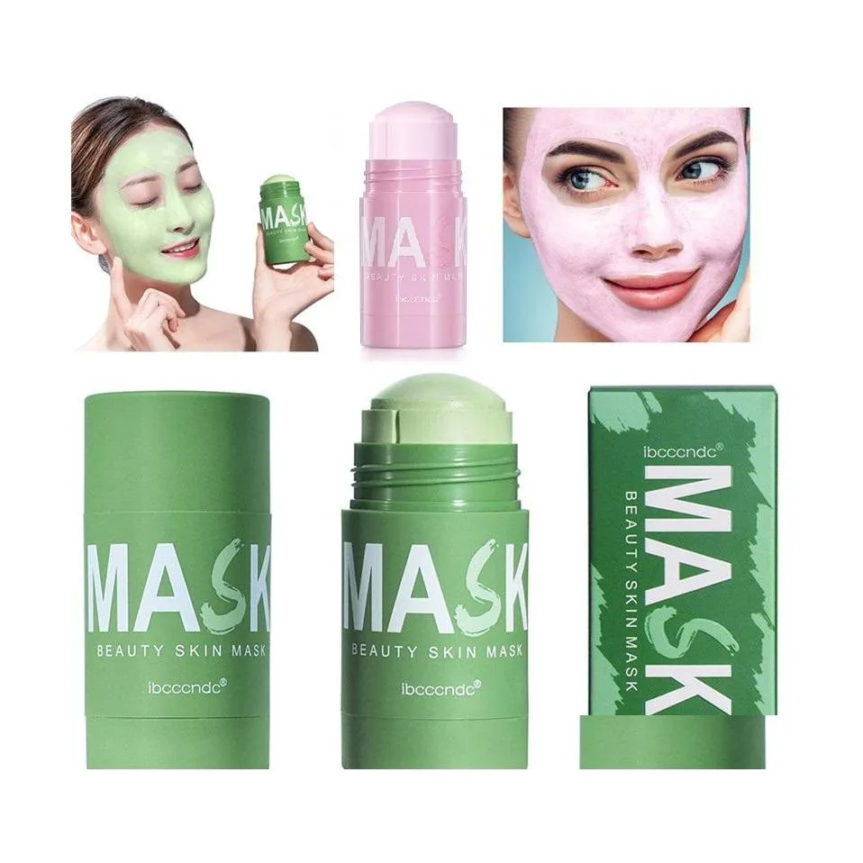 car dvr Hygiène Féminine Thé Vert Rose Nettoyant Masque Solide Purifiant Argile Bâton Masques Contrôle De L'huile Antiacné Aubergine Visage Soins De La Peau Goutte De Dhysj