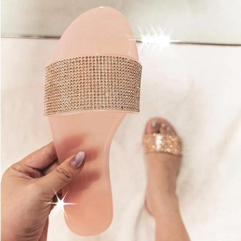 Crystal 121 Summer Women Slippers Bling Jelly Shoes Woman Flats Ladies Comfort Kvinnliga sandaler 2024 Fashion Slides Plus Size