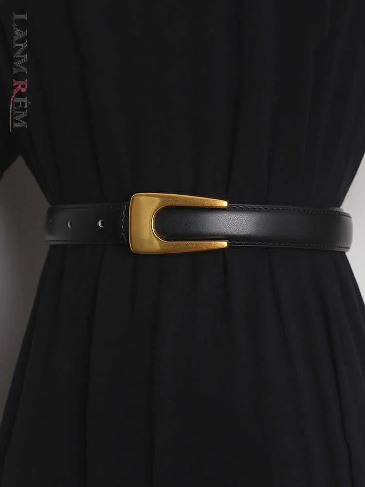 Belts Lanmrem Fashion Tide Women Women Pu Belt Design Metal Buckle Allmatch High Street 2023 New Arrival 2YA112 Z0223