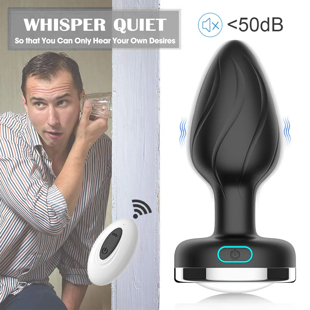 Giocattoli anali Plug vibratore con luce colorata telecomando senza fili massaggiatore della prostata stimolatore del punto G di testa S_voghion.com