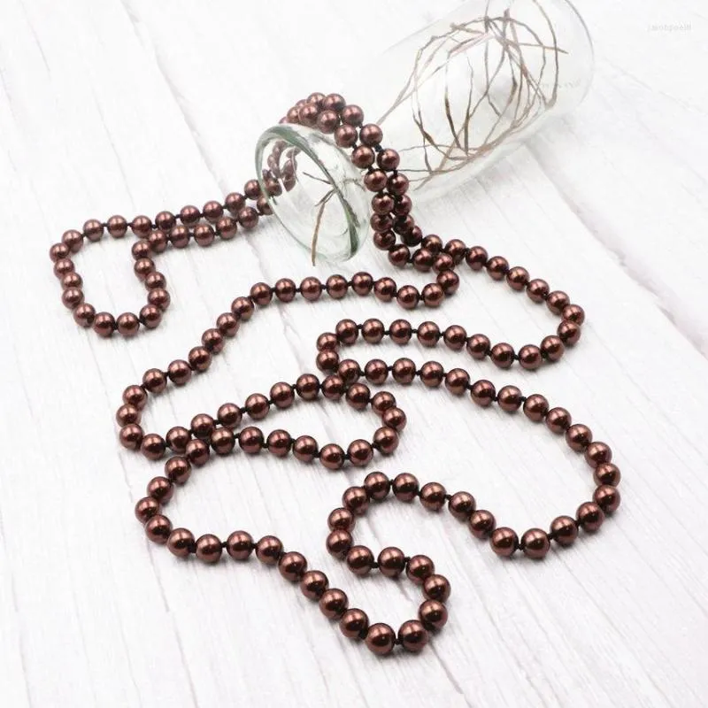 Chains Vintage Simulated Pearl Long Chain Necklace For Women Coffee Round Glass Shell Pearls Necklaces Trendy Kolye Jewelry 56" A965