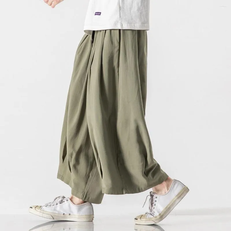 Pantalones de hombre de estilo chino sueltos de talla grande para hombre, bombachos rectos de gran tamaño informales, pantalones bombachos de calle Harajuku japonés de nueve puntos para correr