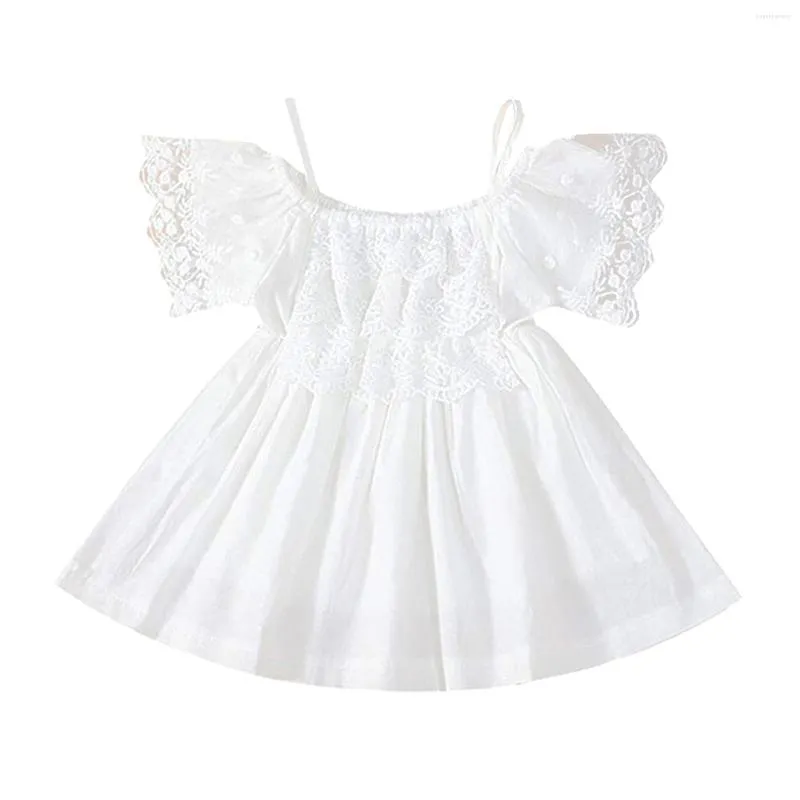 Kız elbise prenses sundress bebek elbise dantel plaj düğün beyaz kızlar elbise çilek çilek