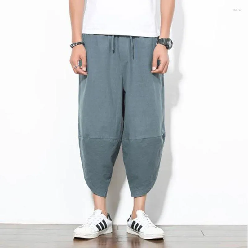Men's Pants 2023 Summer Harem Men Casual Hip Hop Trousers Cross Bloomers Calf-Length Joggers Streetwear Male Costume