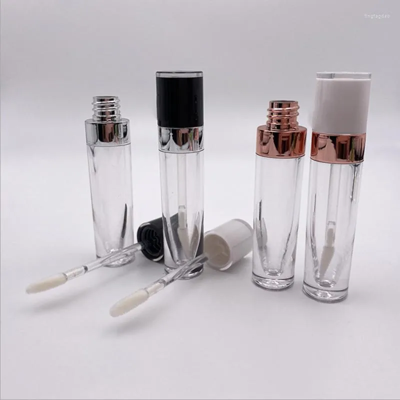 Storage Bottles 10/30/50pcs 5ml Lip Gloss Tubes Empty Plastic Lipgloss Container With Wand White/Black Cap Glaze Cosmetic Packing Bottle