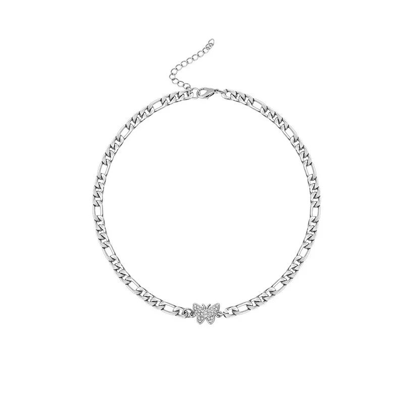 Flickor Zircon Butterfly Pendel Choker Light Lyx Estetisk Nisch Nyckelben Silverpläterad Halsband Smycken Kvinnor Presenter