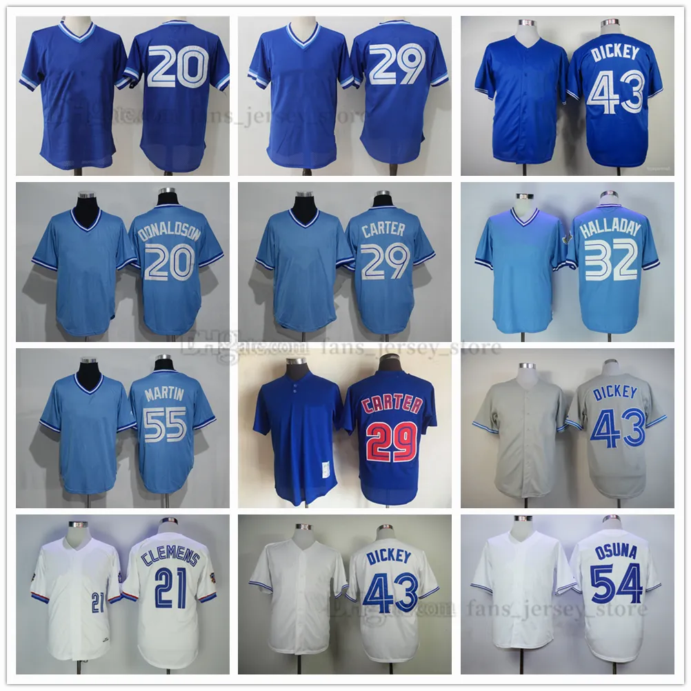 Vintage basebolltröjor 19 Jose Bautista 12 Roberto Alomar 20 Josh Donaldson 21 Roger Clemens 29 Blue Pullover 32 Roy Halladay 43 R.A. Dickey tröja